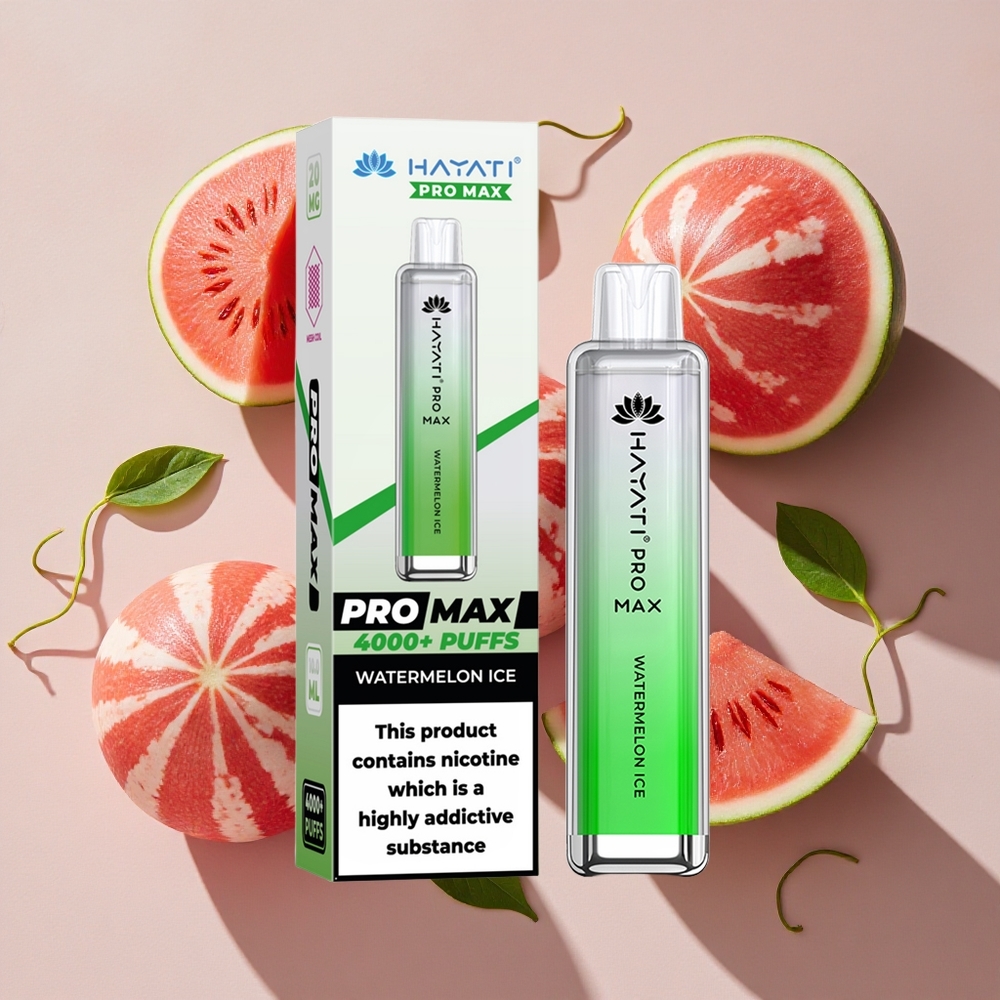 Hayati Pro Max 4000 Puffs Vienreizlietojamais Vape Arbūza Ledus ar 1400mAh akumulatoru un LED gaismu