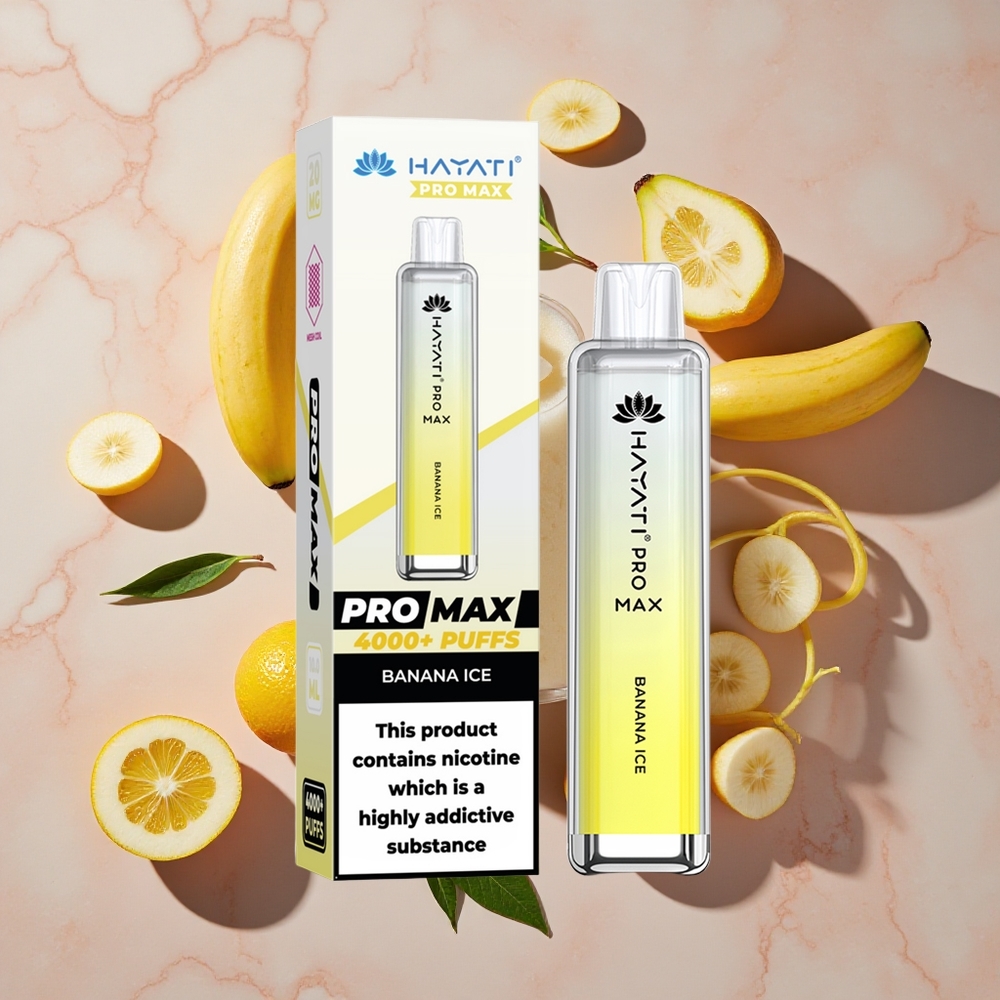 Hayati Pro Max 4000 Puffs Vienreizlietojamais Vape Banānu Ledus ar 1400mAh akumulatoru un 2ml tvertni