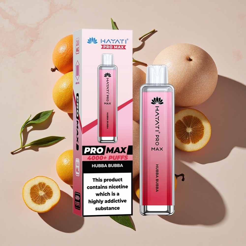 Hayati Pro Max 4000 Puffs Vienreizlietojamais Vape Hubba Bubba ar 1400mAh akumulatoru un LED gaismu