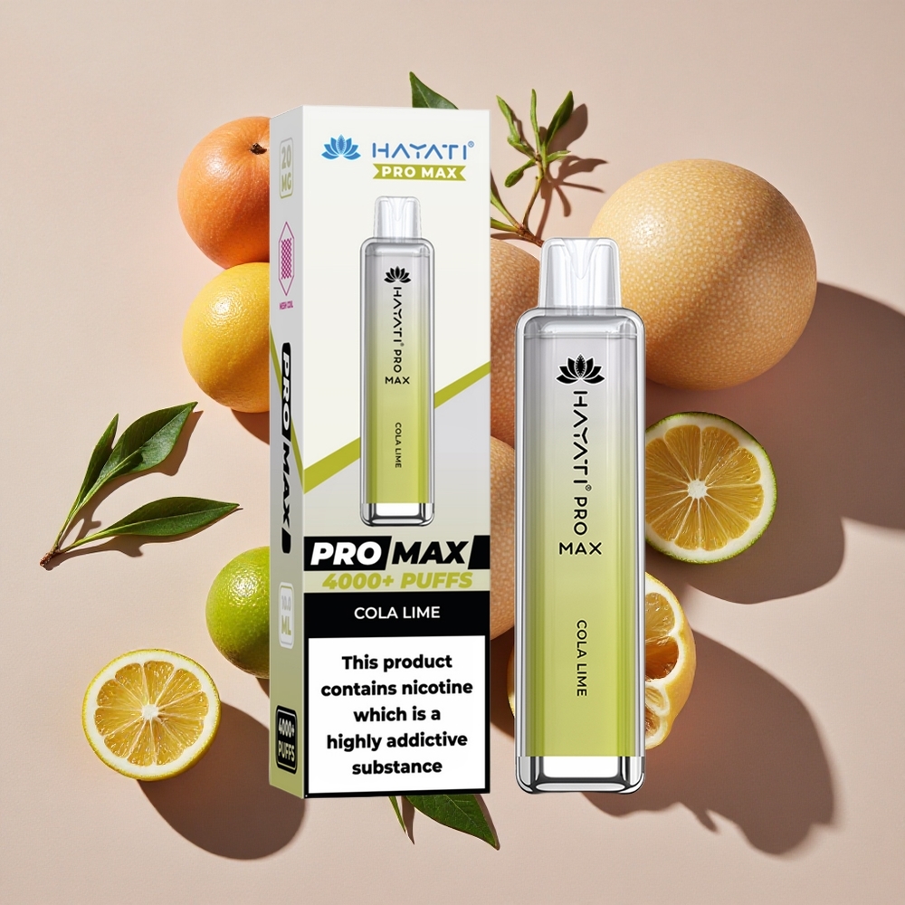Hayati Pro Max 4000 Puffs Vienreizlietojamais Vape Kola Laims un 1400mAh Akumulators