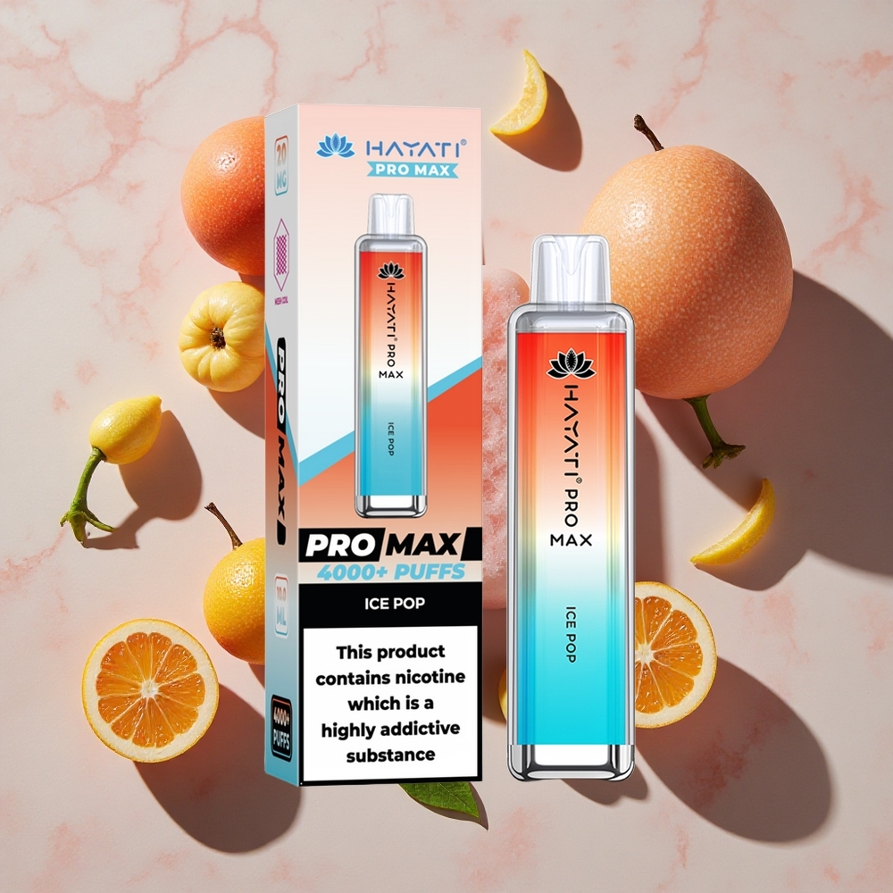 Hayati Pro Max 4000 Puffs Vienreizlietojamais Vape Ledus Pop (Ice Pop) ar 1400mAh akumulatoru un 2%, 5% Nikotīna stiprumu