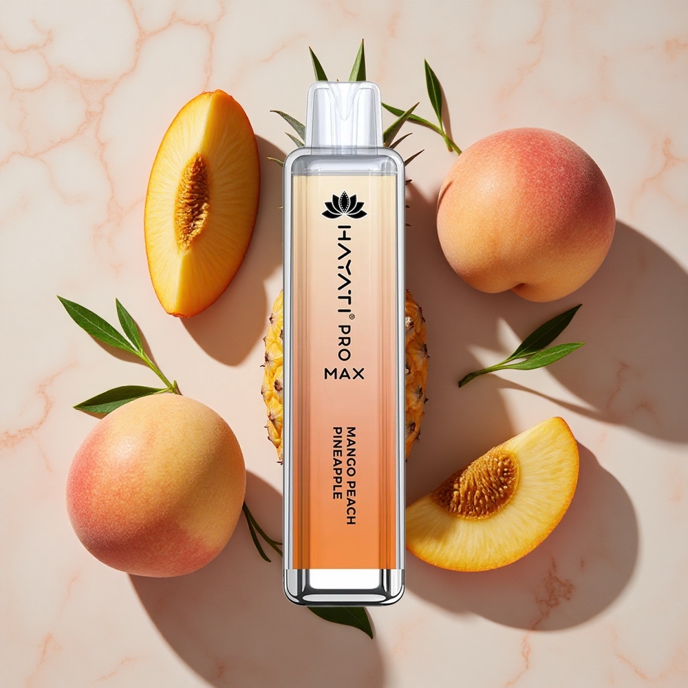 Hayati Pro Max 4000 Puffs Vienreizlietojamais Vape Mangos PersiksAnanāss ar 2%,5% Nikotīna stiprums