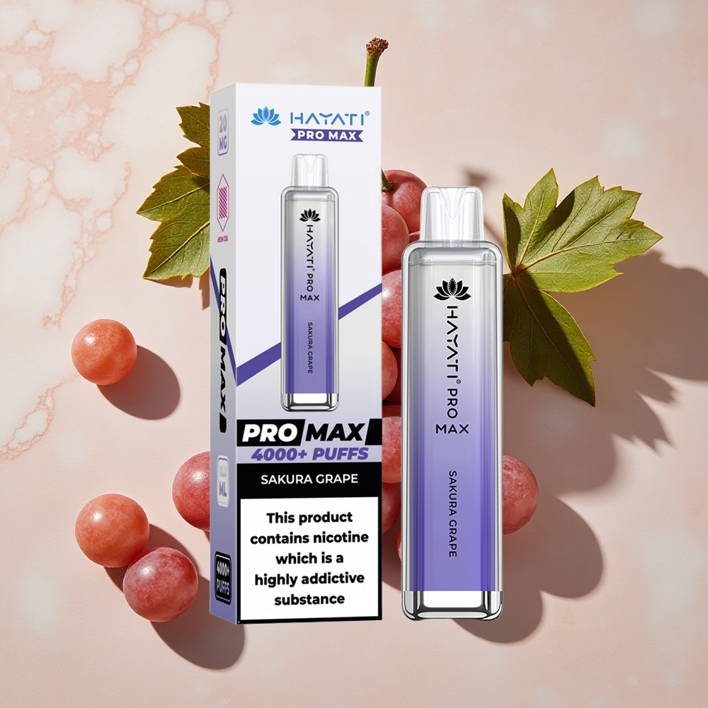 Hayati Pro Max 4000 Puffs Vienreizlietojamais Vape Sakura Vīnogu ar 1400mAh akumulatoru un 2ml tvertni