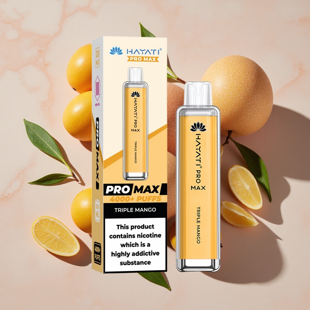 Hayati Pro Max 4000 Puffs Vienreizlietojamais Vape Trīs Mango & 1400mAh Akumulators