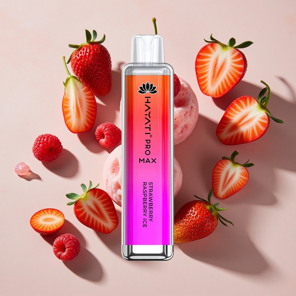 Hayati Pro Max 4000 Puffs Vienreizlietojamais Vape Zemeņu Aveņu Ledus (2%, 5% Nikotīna)