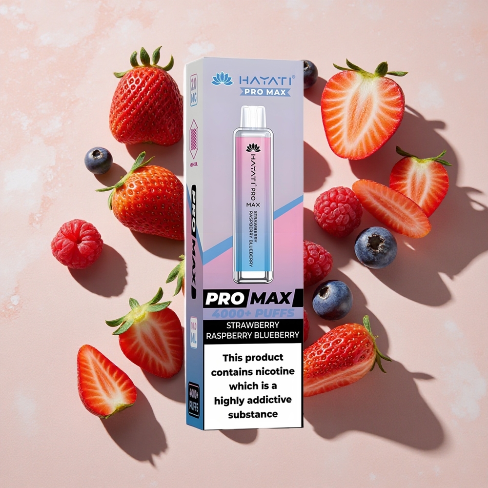 Hayati Pro Max 4000 Puffs Vienreizlietojamais Vape Zemeņu Aveņu Mellenes ar 1400mAh akumulatoru un 2ml tvertni