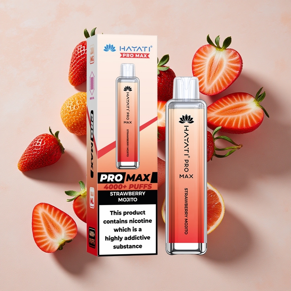 Hayati Pro Max 4000 Puffs Vienreizlietojamais Vape Zemeneņu Mojito, 2ml tvertne ar 10ml auto uzpildi