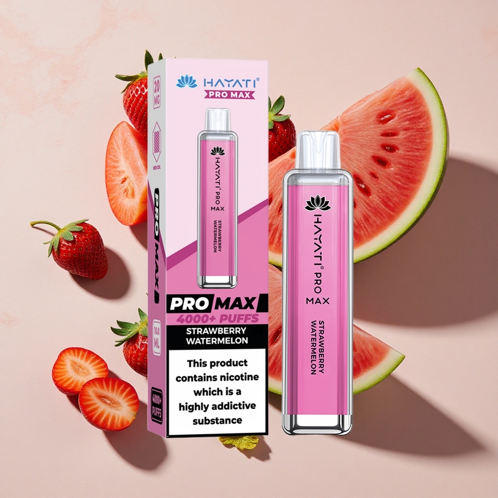 Hayati Pro Max 4000 Puffs Vienreizlietojamais Vape Zemenes Arbūzs (2%, 5% Nikotīna)