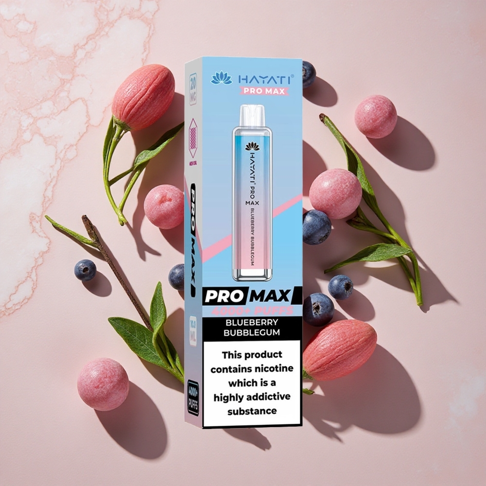 Hayati Pro Max 4000 Puffs Vienreizlietojamais Vape Zilā Mellenes Bubulļgumija ar 1400mAh bateriju un LED gaismu