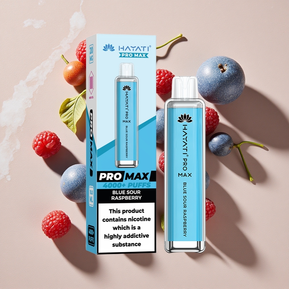 Hayati Pro Max 4000 Puffs Vienreizlietojamais Vape Zilā Skābā Aveņu (2%, 5% Nikotīna)