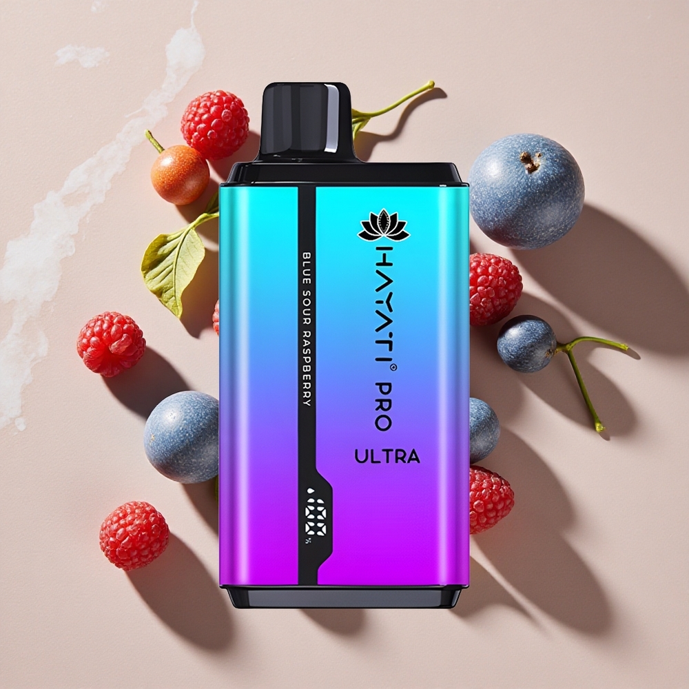 Hayati Pro Ultra 15000+ Iemūkšanas Zilā Skābo Aveņu Vienreizlietojamais Vape 2 12ml E-Liquid