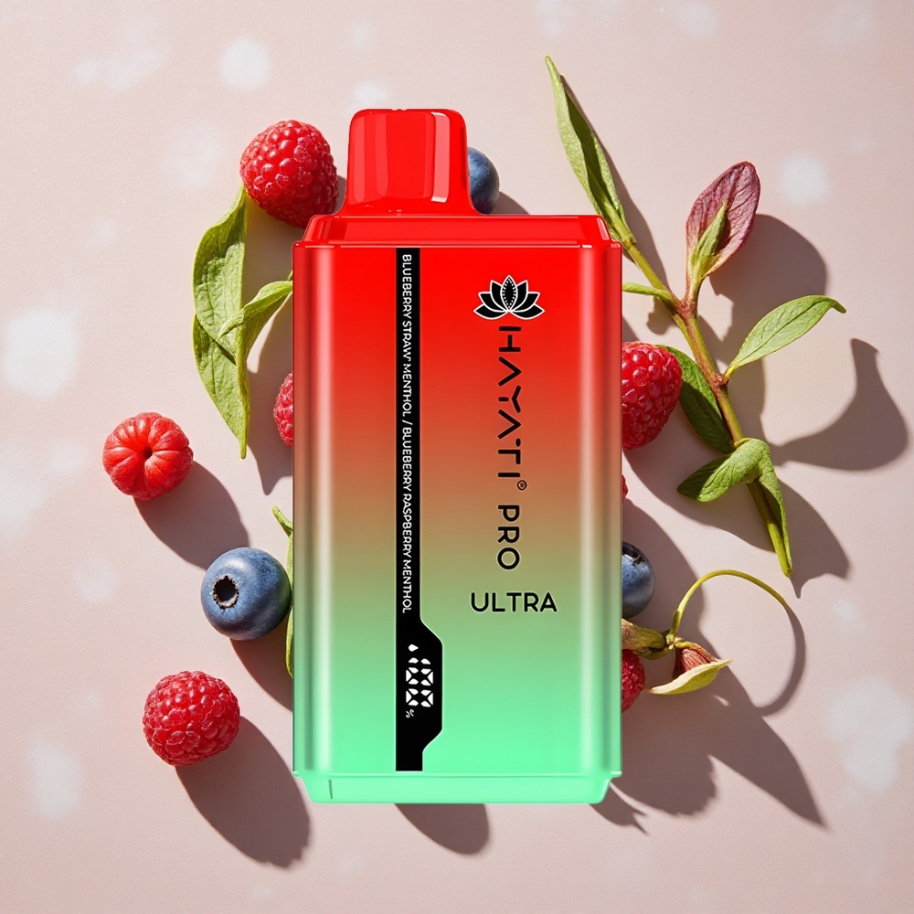 Hayati Pro Ultra 15000 Puffs Izdzeramais Veips Zilā Oga & Zemeņu Mentols (15000+ Puffs, 2% Nikotīna)