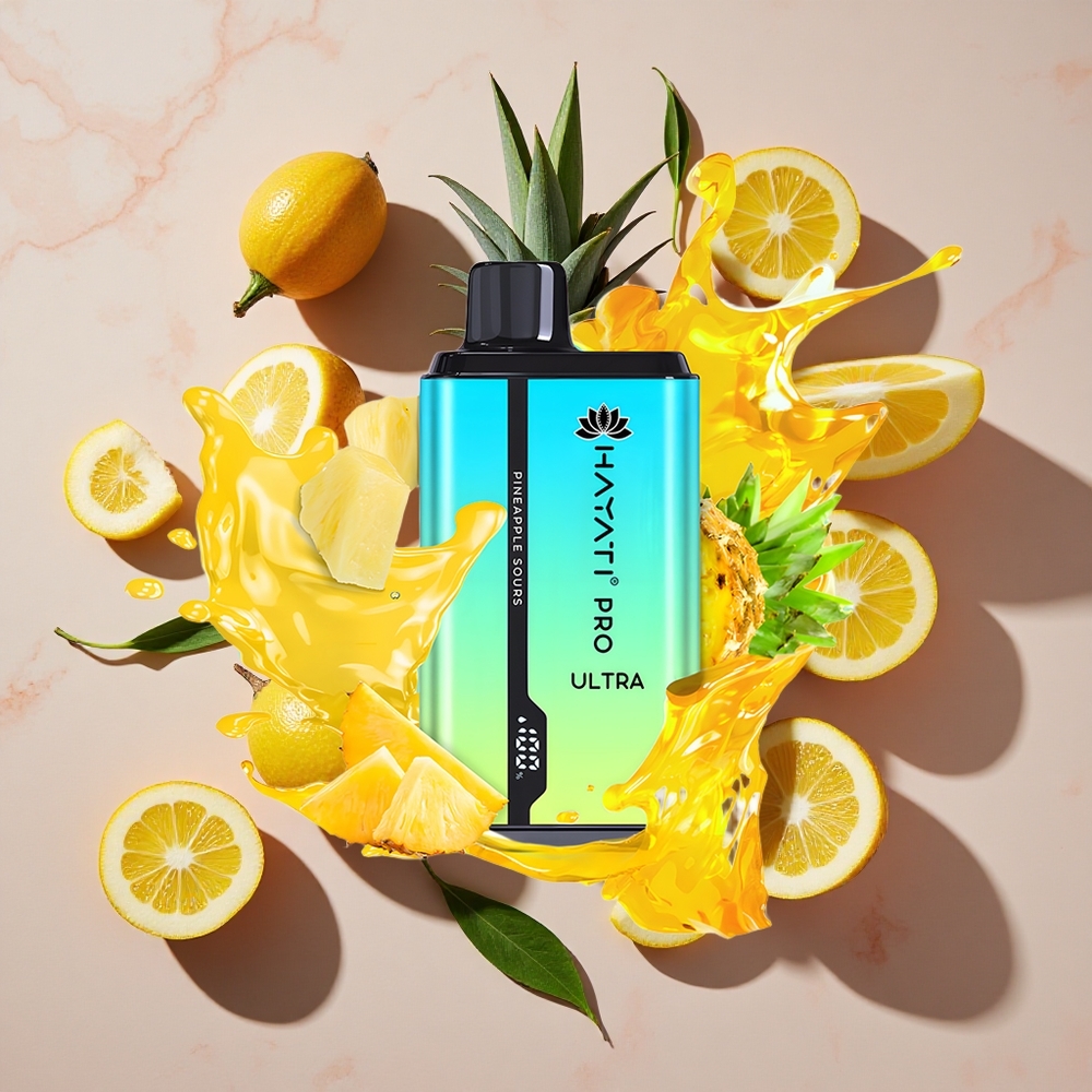 Hayati Pro Ultra 15000 Puffs Vienreizlietojamais Vape Ananāsu Skābās (15000+ Puffs, 2% Nikotīna)