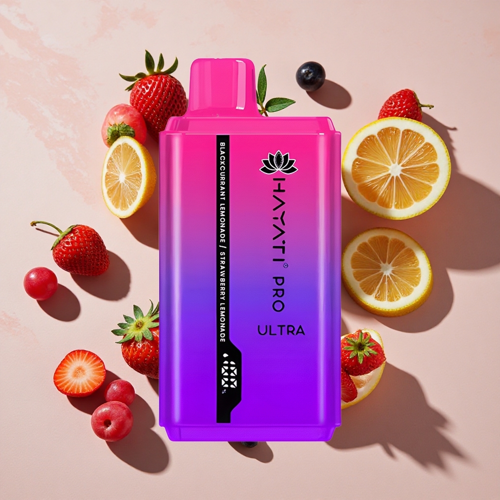 Hayati Pro Ultra 15000 Puffs Vienreizlietojamais Vape Melnā Ogre Citronāde Zemeņu Citronāde (2% Nikotīna)