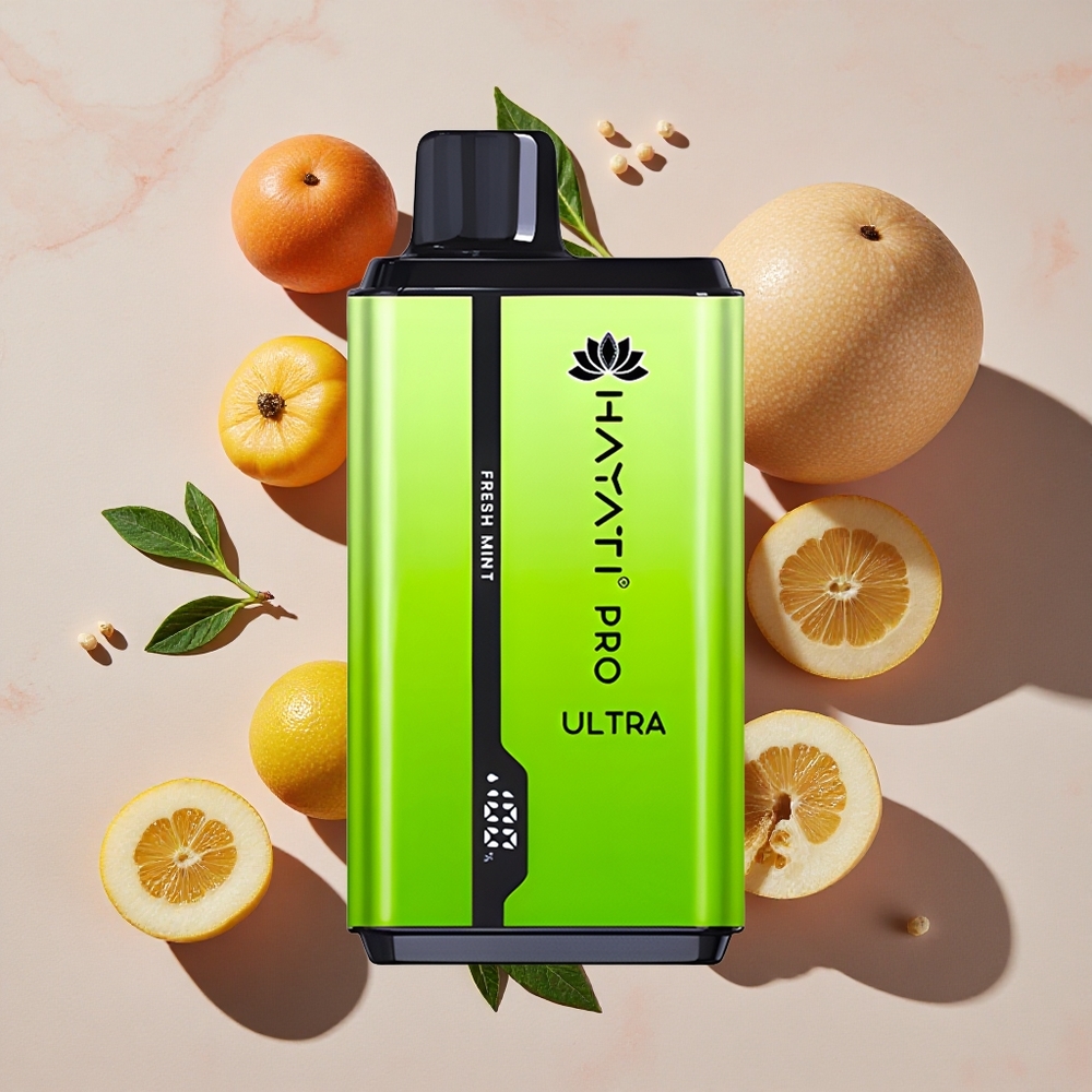Hayati Pro Ultra 15000 Puffs Vienreizlietojamais Vape Svaiga Mētra (15000+ Puffi, 2% Nikotīns)