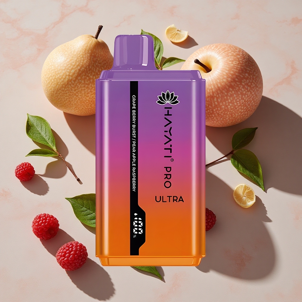 Hayati Pro Ultra 15000 Puffs Vienreizlietojamais Vape Vīnogu Ogļu Bursts (2 12ml e-smēķis, 2% nikotīna)
