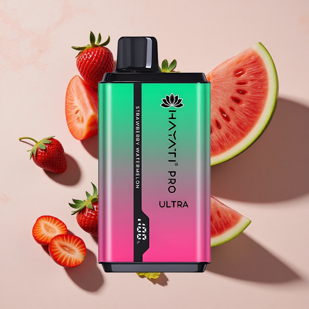 Hayati Pro Ultra 15000 Puffs Vienreizlietojamais Vape Zemenes Arbūzs (15000+ Puffs, 2% Nikotīna)