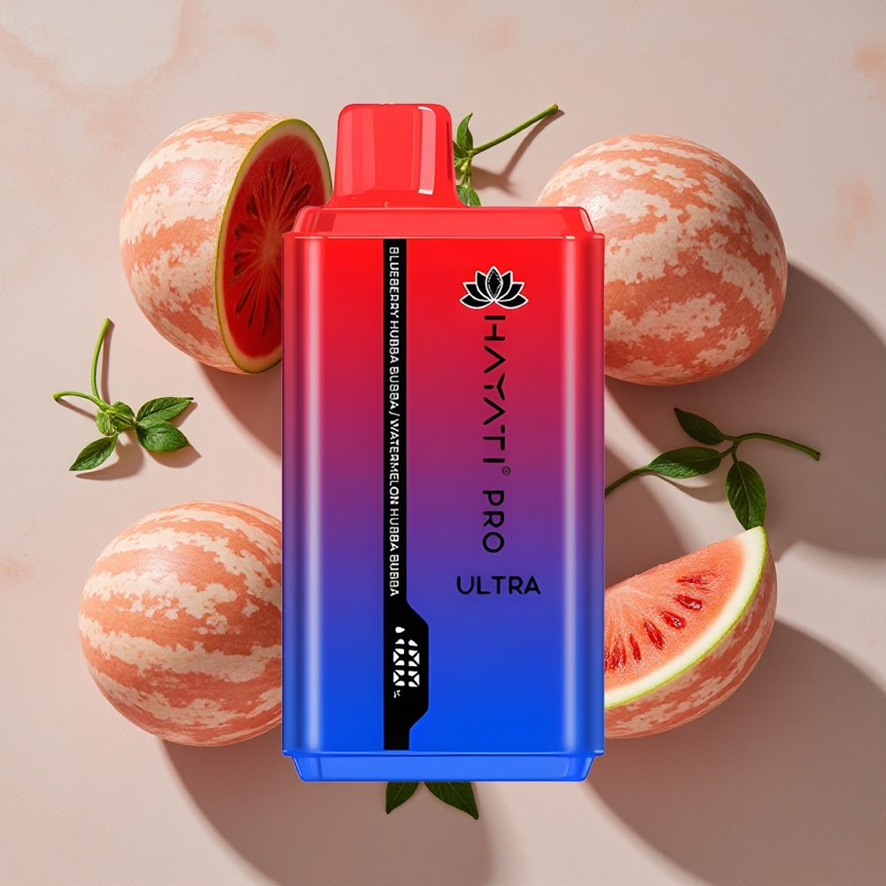 Hayati Pro Ultra 15000 Puffs Vienreizlietojamais Vape Zilā Mellenes Hubba Bubba, 2 12ml E-Likvīds, 2% Nikotīns