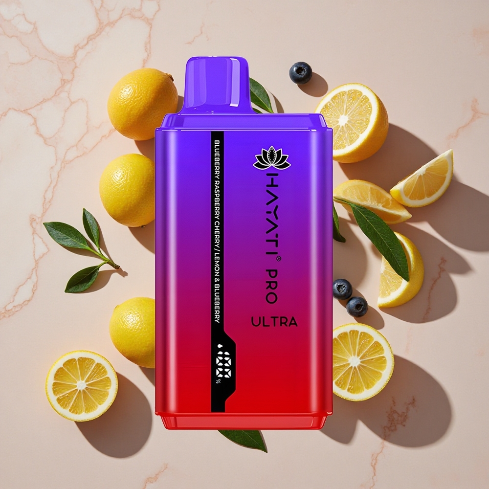 Hayati Pro Ultra 15000 Puffs Vienreizlietojamais Vape Zilā Oga Aveņu Ķiršu (15000+ Puffs, 2% Nikotīna)