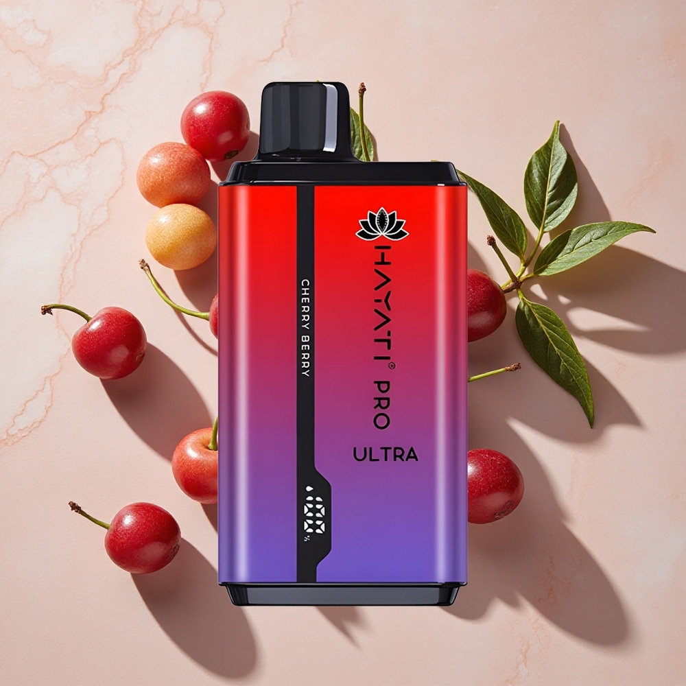 Hayati Pro Ultra 15000 Puffs Vienreizlietojamais Vape Ķiršu-Ogu (2 12ml E-Liquids)
