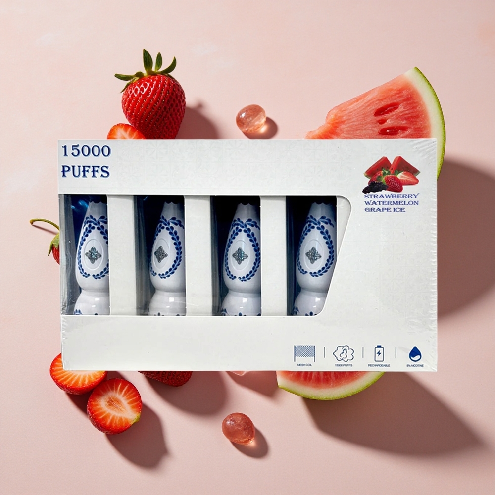 HUMO Azul 15000 Puffs Vienreizlietojamais Vape Zemeņu Arbūzu Vīnogu Ledus ar 20mL iepildīta e-smidzinājuma tvertni