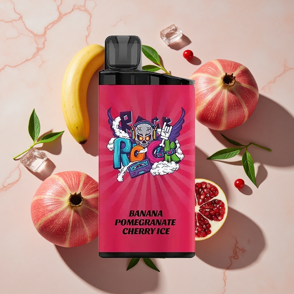 IGET Bar 3500 Puffs Izmetamais Veips Banāns Granāts Ķirsis Ledus (Līdz 3500 Puffiem, 1400 mAh)
