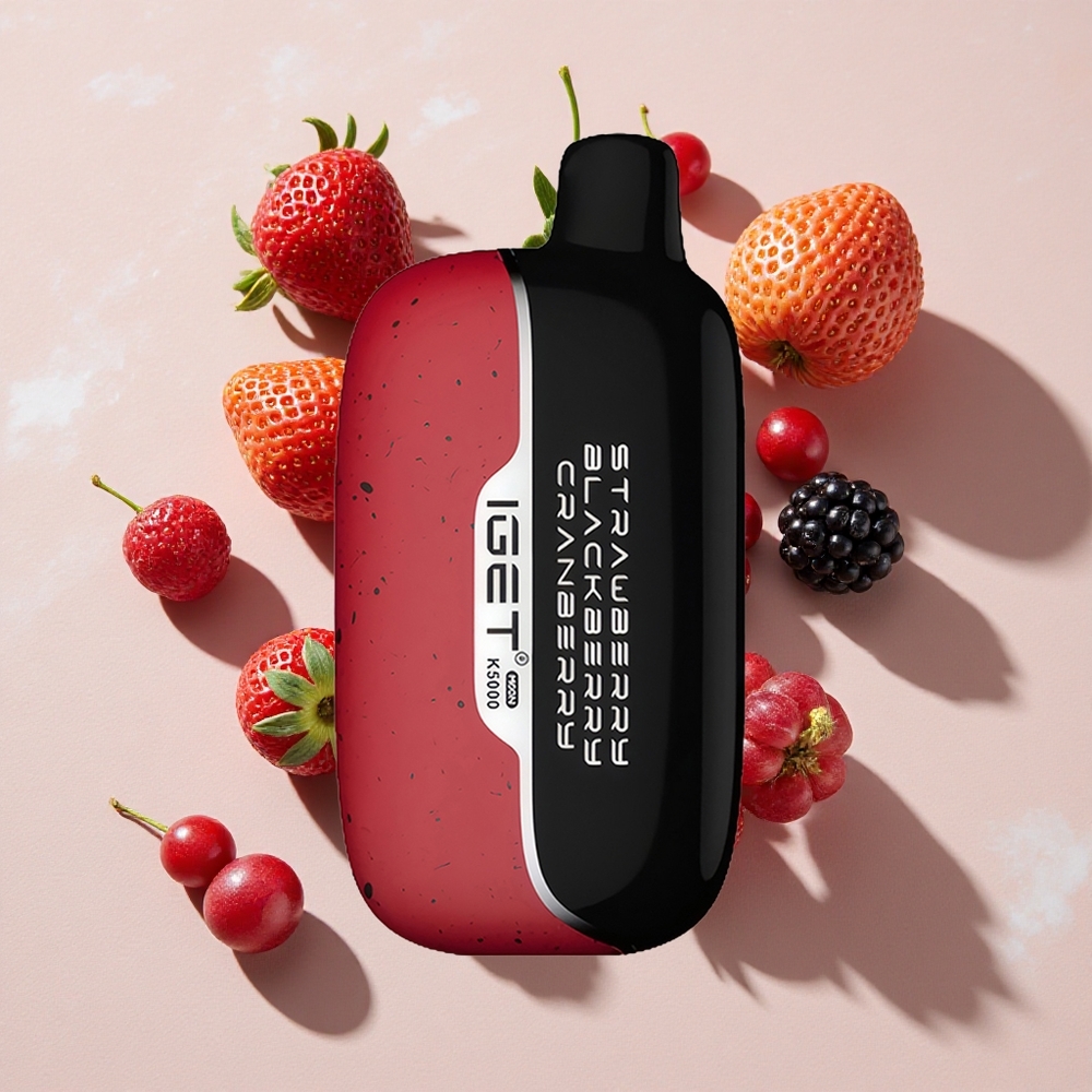 IGET Moon K5000 Puffs Vienreizlietojamais Vape Zemeņu Mālenes Dzērvenes (81,5 g, Līdz 5000 Puffs)