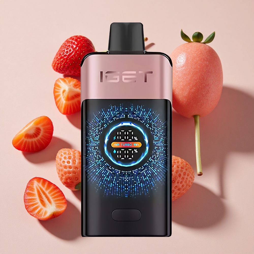 IGET ONE 12000 Puffs Izmetamais Veips Čupa Čups Zemeņu 2700 mAh Akumulators