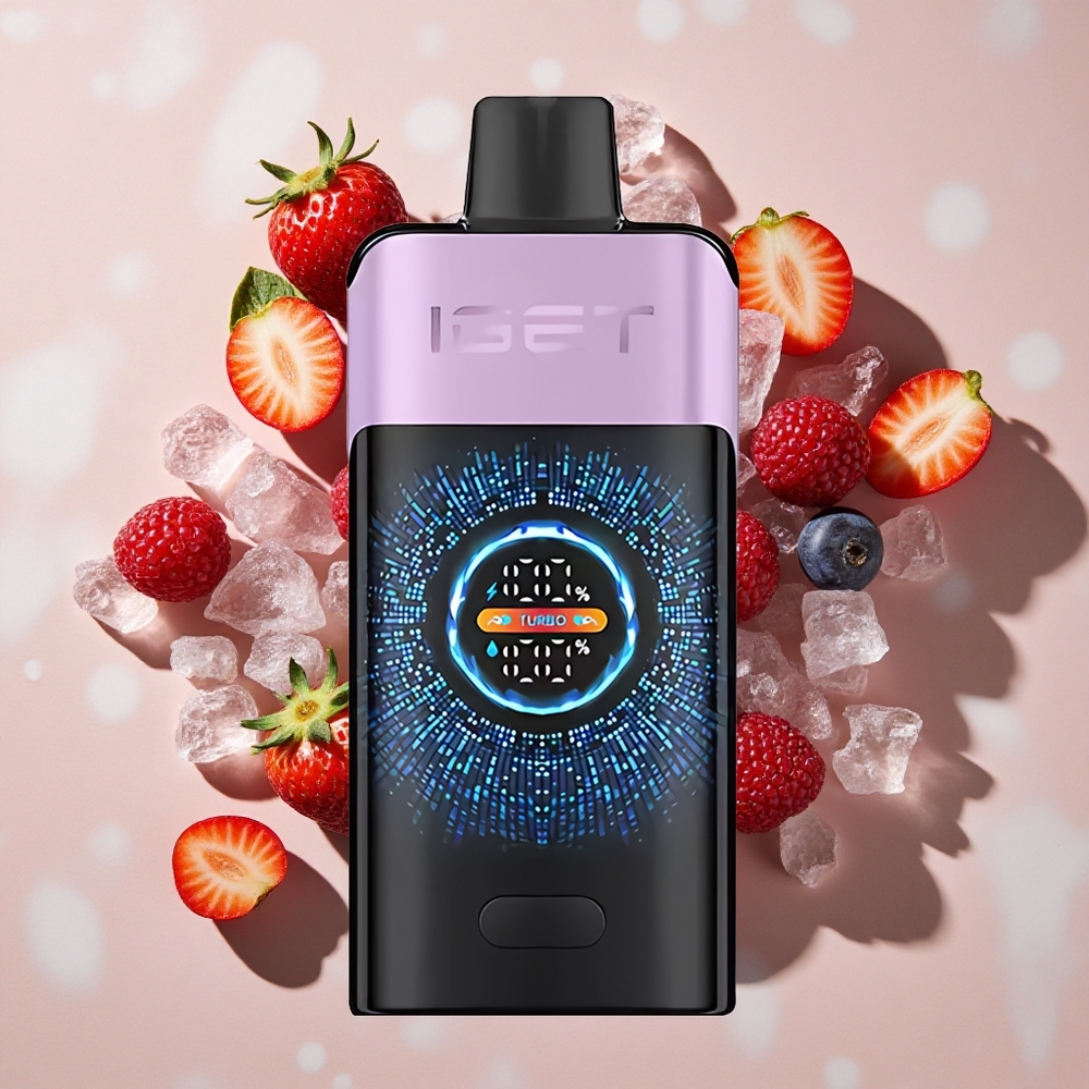 IGET ONE 12000 Puffs Vienreizlietojamais Vape Jauktās Ogļu Ledus ar 2700 mAh Akumulatoru un Lielu Izliekto Krāsu Ekrānu