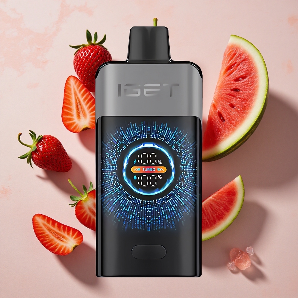 IGET ONE 12000 Puffs Vienreizlietojamais Vape Zemeņu Arbūzu Ledus 2700 mAh Akumulators Liels Izliekts Krāsu Ekrāns